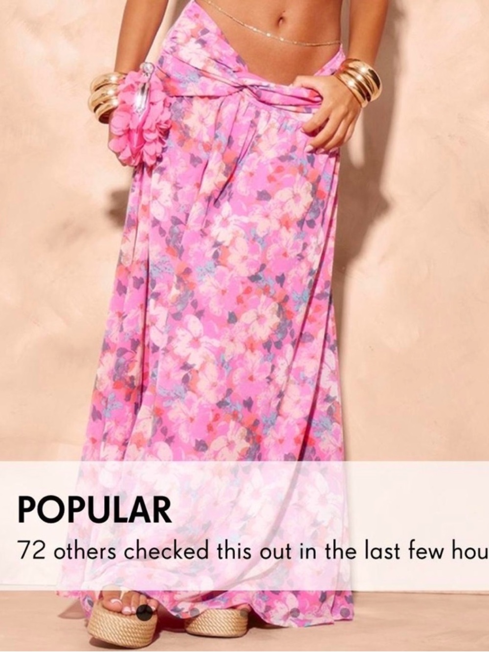 PrettyLittleThing Hot Pink Floral Wrap Skirt